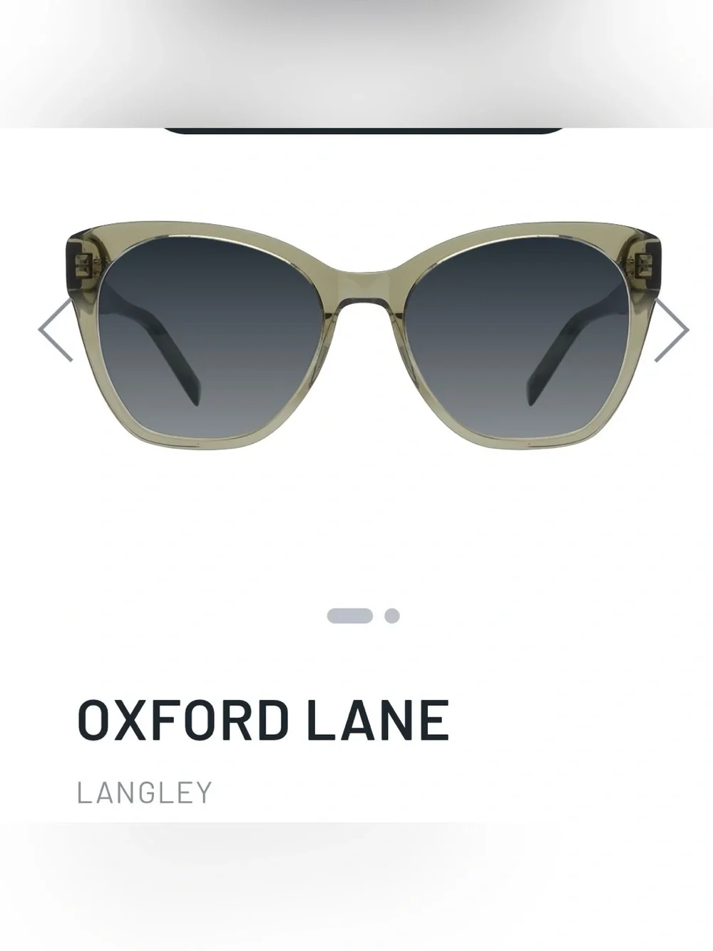 Langley Oxford Lane Women's Sunglasses in Olive Frame, NWT
